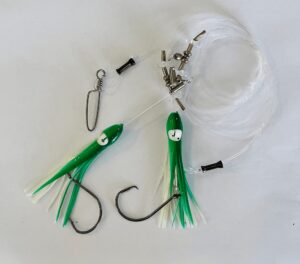 deep drop bait rig (green and white skirt, 5/0 1x circle hook)