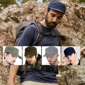 Zylioo Oversize XXL Flat Top Style Army Cap,Breathable Military Hat for Big Heads 22"-24.5",Extra Large Blank Army Hat