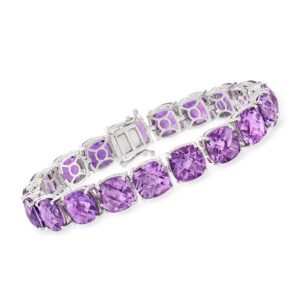 Ross-Simons 52.00 ct. t.w. Amethyst Tennis Bracelet in Sterling Silver. 8 inches