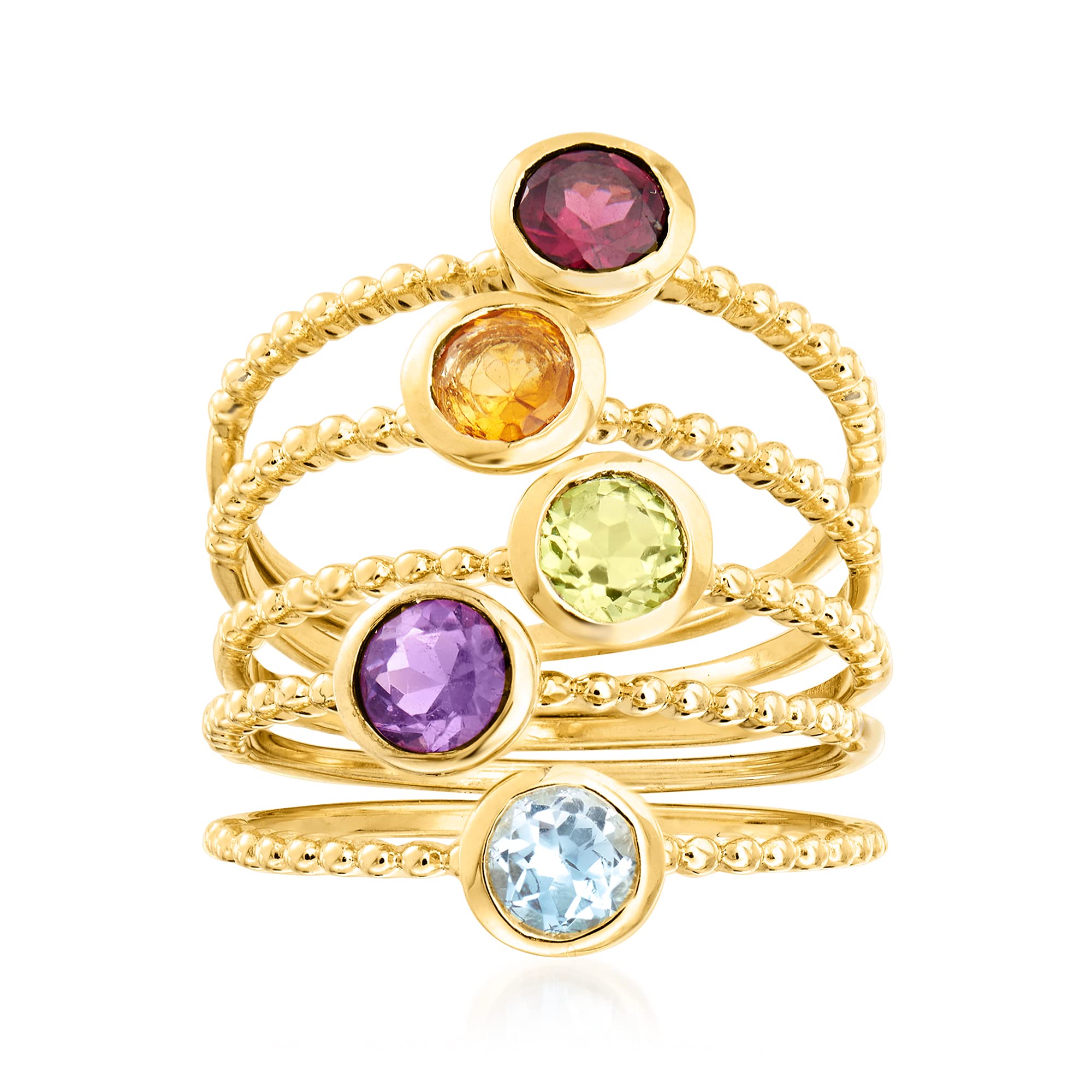 Ross-Simons 1.60 ct. t.w. Multi-Gemstone Jewelry Set: 5 Rings in 18kt Gold Over Sterling. Size 7