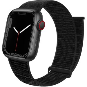 Sport Loop Band Compatible with Apple Watch Band 38mm 40mm 42mm 44mm iWatch Series 6 5 SE 4 3 2 1 Strap, Nylon Velcro Women Men Stretchy Elastic Braided Adjustable Wristband, 38mm 40mm Dark Black