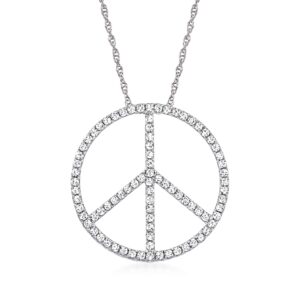 ross-simons 1.00 ct. t.w. diamond peace sign pendant necklace in sterling silver. 18 inches