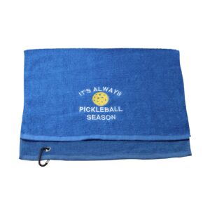 Pickleball Towel It's Always Pickleball Season Embroidered Sports Teem Hand Towel Gift for Pickleball Player (Pickleball Season Towel)