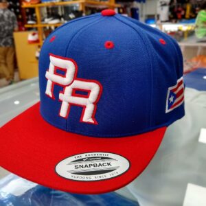 Puerto Rico Snap Back Caps with Embroidery PR Logo (Snapback Royal Blue/Red/PR)