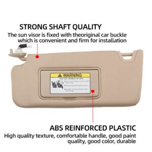 Dasbecan Beige Left Driver Side Sun Visor with Light Compatible with Honda Accord 2008 2009 2010 2011 2012 Replaces# 83280-TA5-A51ZA 83280TA5A51ZA