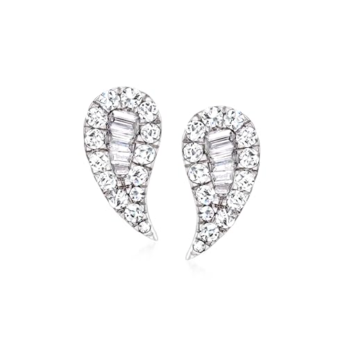 Ross-Simons 0.50 ct. t.w. Diamond Curved Earrings in 14kt White Gold