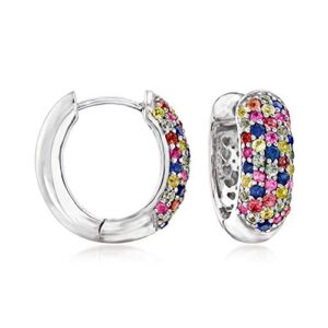 Ross-Simons 1.50 ct. t.w. Multicolored Sapphire Huggie Hoop Earrings in Sterling Silver