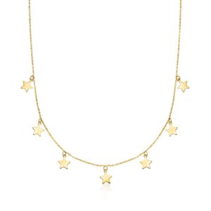 rs pure by ross-simons italian 14kt yellow gold multi-star charm necklace. 18 inches