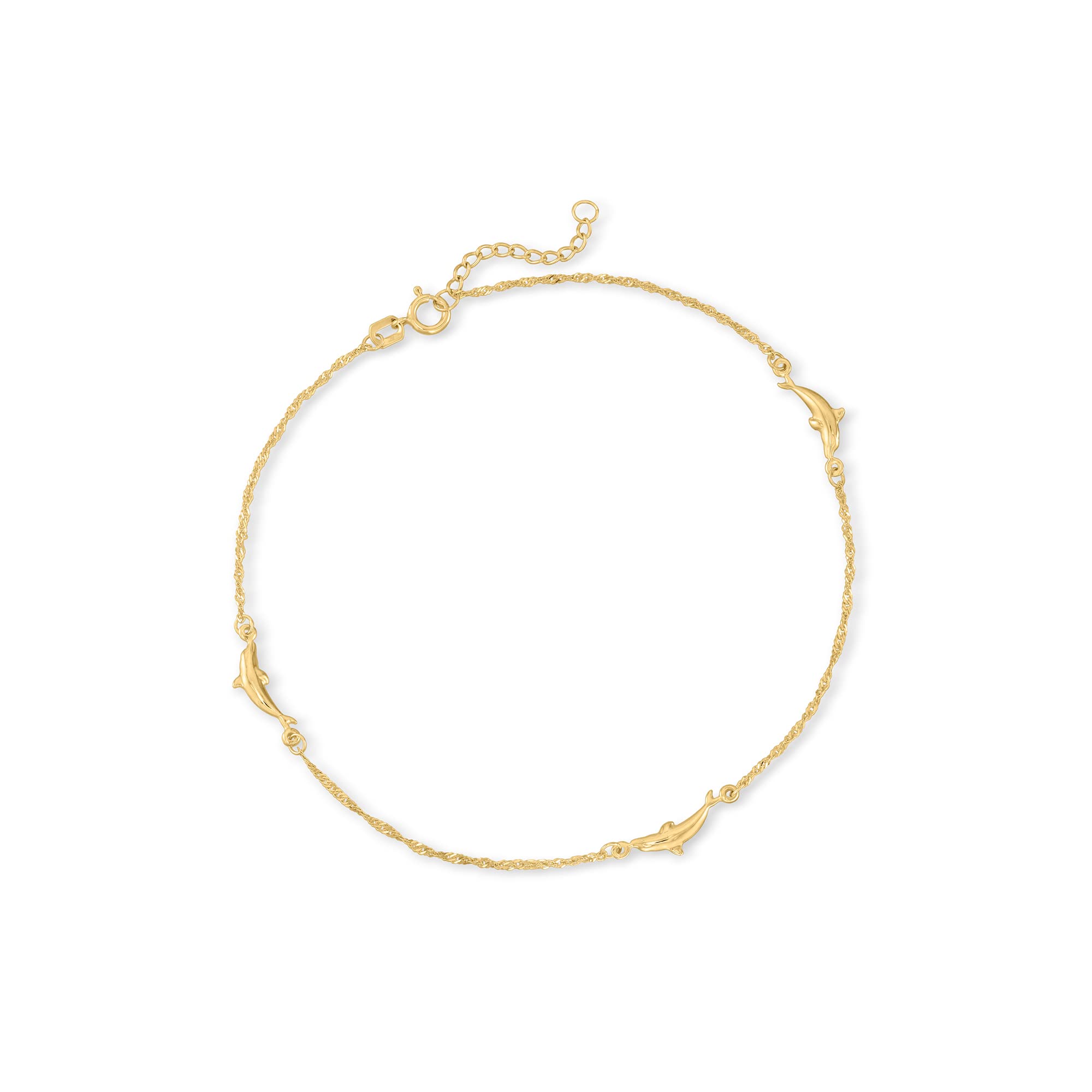 Ross-Simons 14kt Yellow Gold Dolphin Anklet. 9 inches