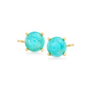 Ross-Simons Turquoise Stud Earrings in 18kt Gold Over Sterling