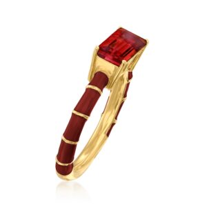 Ross-Simons 1.70 ct. t.w. Garnet and Red Enamel Ring in 18kt Gold Over Sterling. Size 7