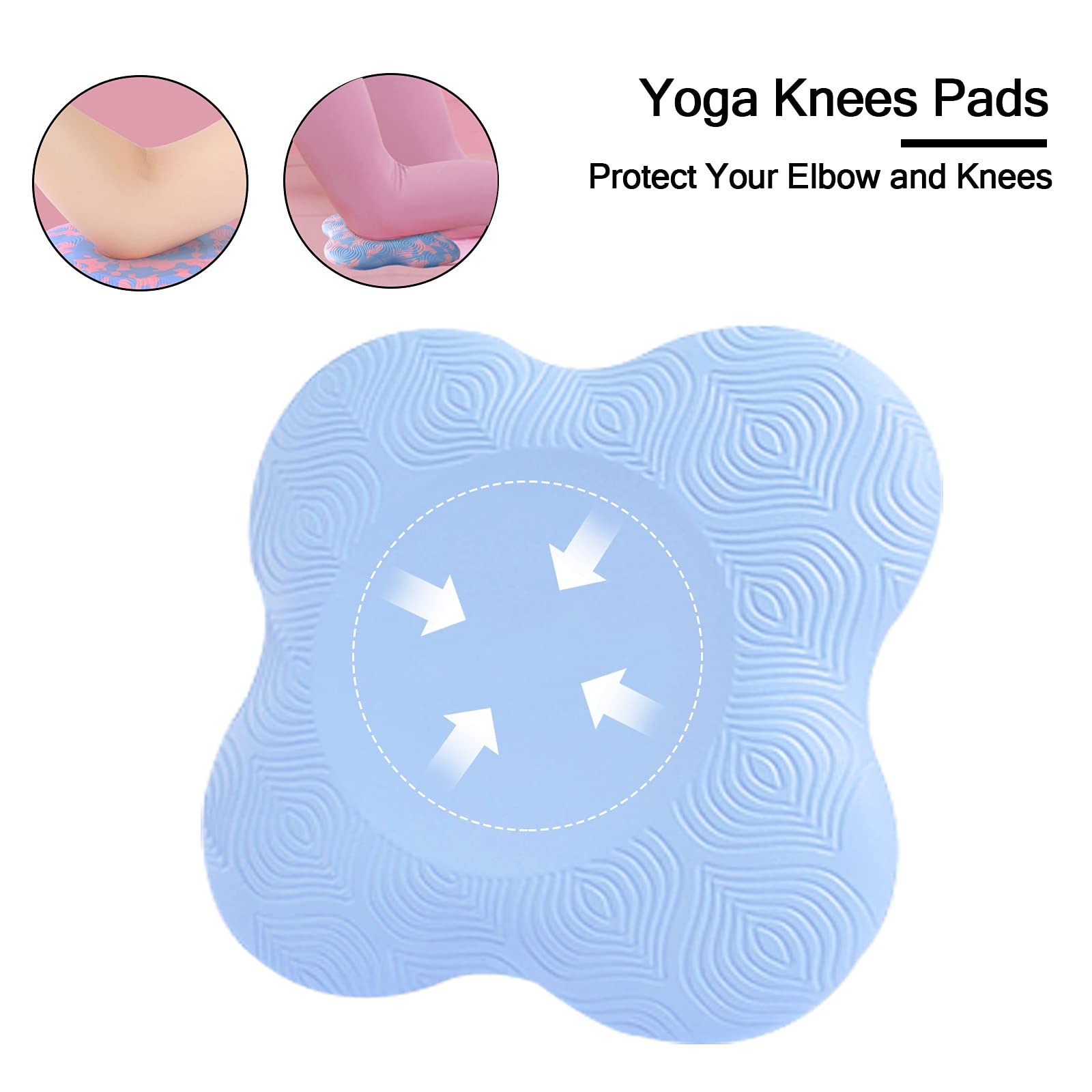 JADE KIT 2 PCS Yoga Knee Pads Anti Slip Yoga Support Foam Pads for Women and Men, yoga kneeling pad for Protecting Knees Elbows Wrist Hands, Blue