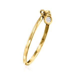 RS Pure by Ross-Simons 14kt Yellow Gold Bezel-Set Diamond Accent Charm Ring. Size 7