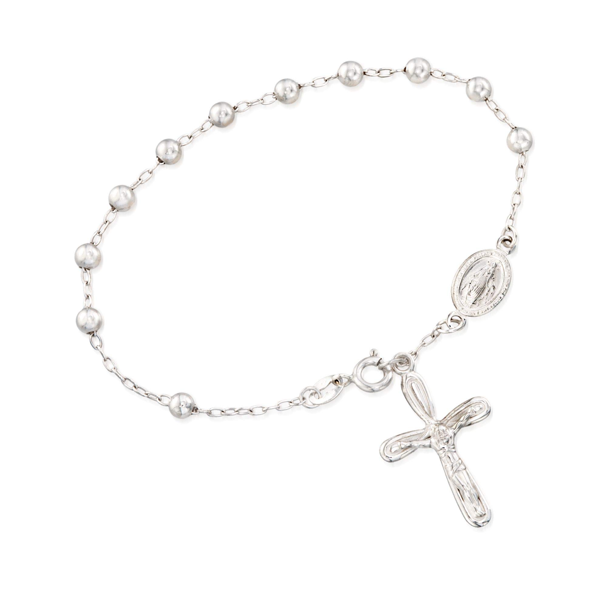 Ross-Simons Sterling Silver Rosary-Style Bracelet. 7.5 inches