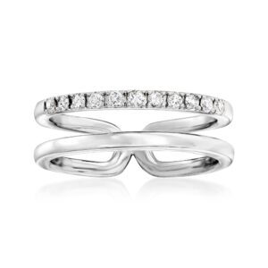 rs pure by ross-simons 0.25 ct. t.w. diamond open-space double-band ring in sterling silver. size 8