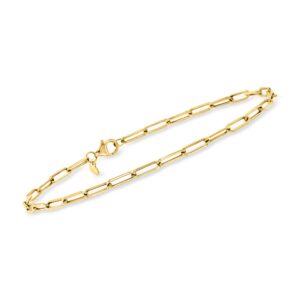 RS Pure by Ross-Simons Italian 14kt Yellow Gold Paper Clip Link Anklet. 9 inches