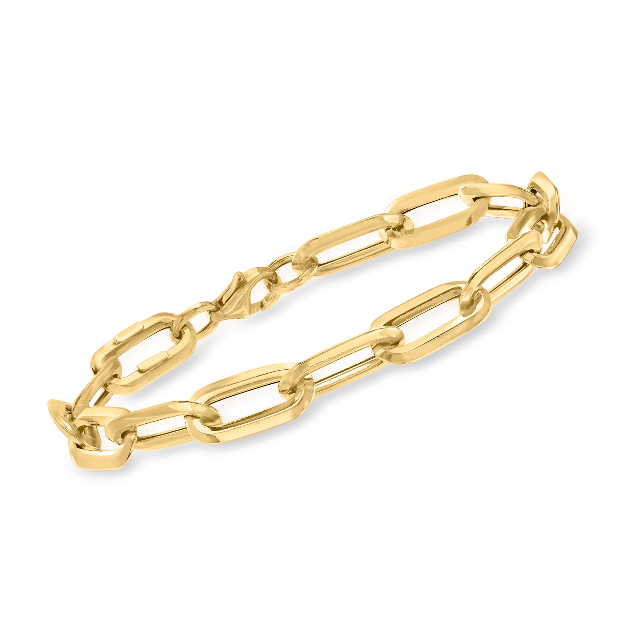 Ross-Simons Italian 18kt Yellow Gold Paper Clip Link Bracelet. 8 inches