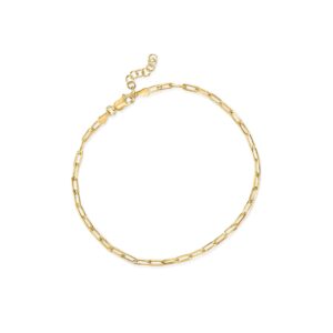 ross-simons italian 18kt gold over sterling paper clip link anklet. 9 inches