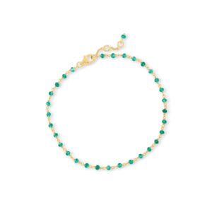 ross-simons green chalcedony anklet in 18kt gold over sterling. 9 inches