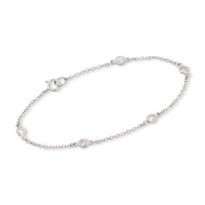 Ross-Simons 0.60 ct. t.w. CZ Station Bracelet in Sterling Silver. 8 inches