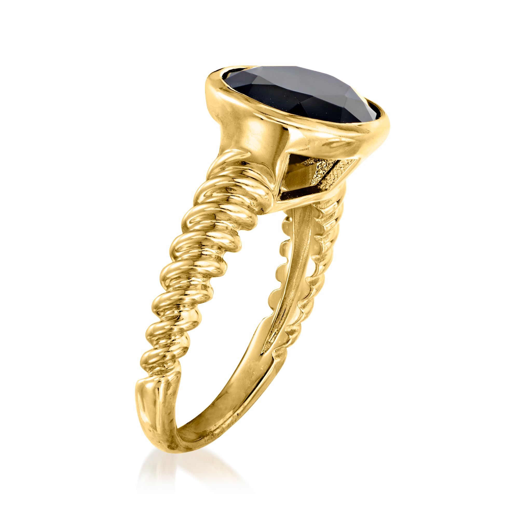 Ross-Simons Black Onyx Ring in 18kt Gold Over Sterling. Size 8