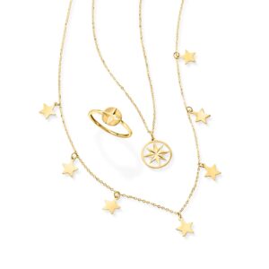 RS Pure by Ross-Simons Italian 14kt Yellow Gold Multi-Star Charm Necklace. 18 inches