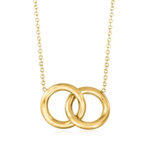 ross-simons italian 14kt yellow gold interlocking circle necklace. 16 inches