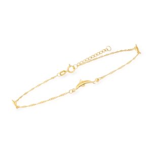 Ross-Simons 14kt Yellow Gold Dolphin Anklet. 9 inches