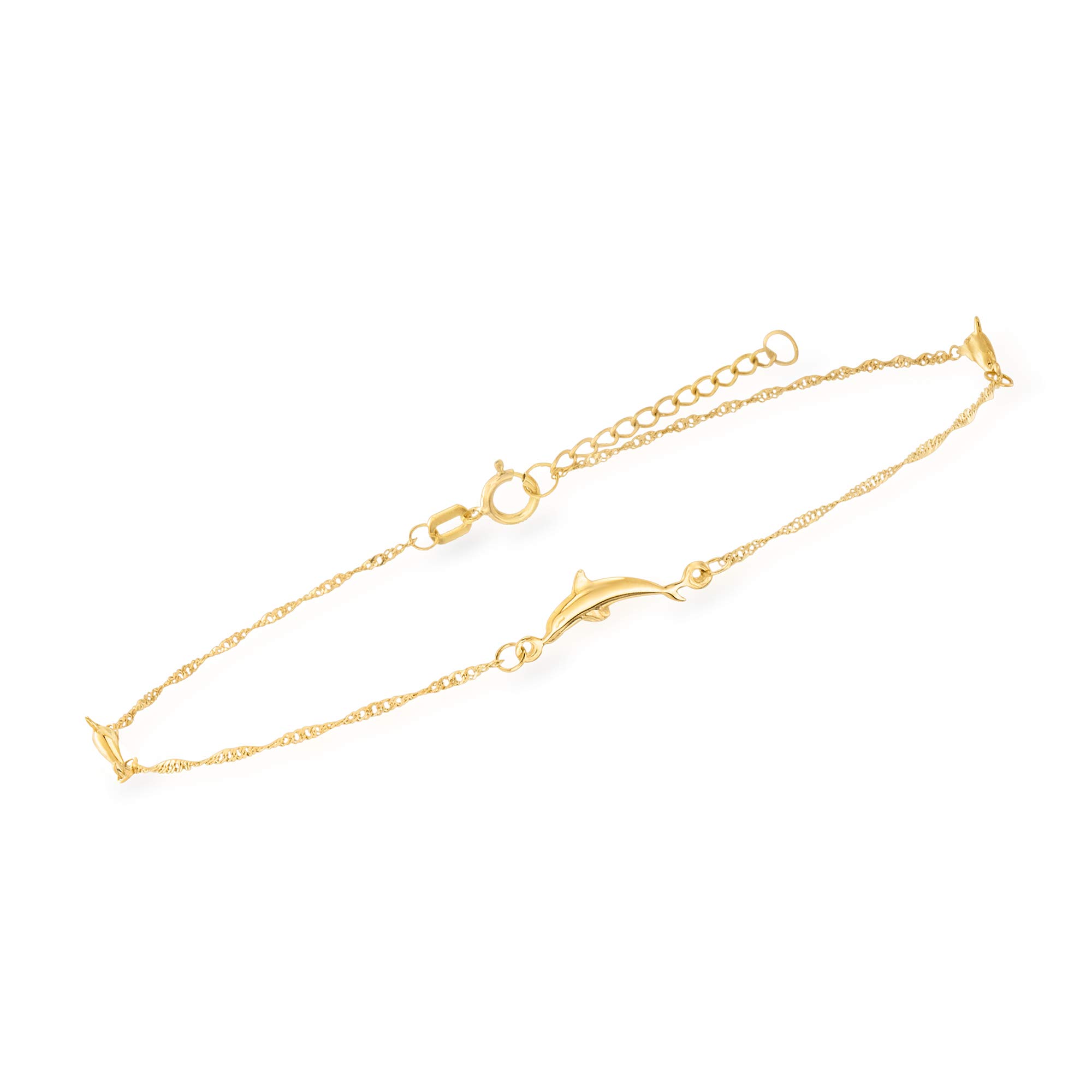 Ross-Simons 14kt Yellow Gold Dolphin Anklet. 9 inches