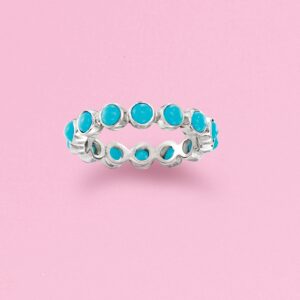 Ross-Simons Turquoise Eternity Band in Sterling Silver. Size 8