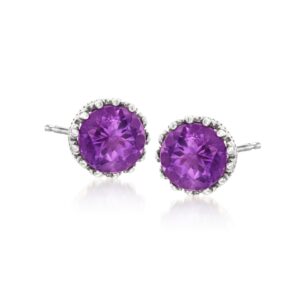 ross-simons 3.60 ct. t.w. amethyst crown-style stud earrings in sterling silver