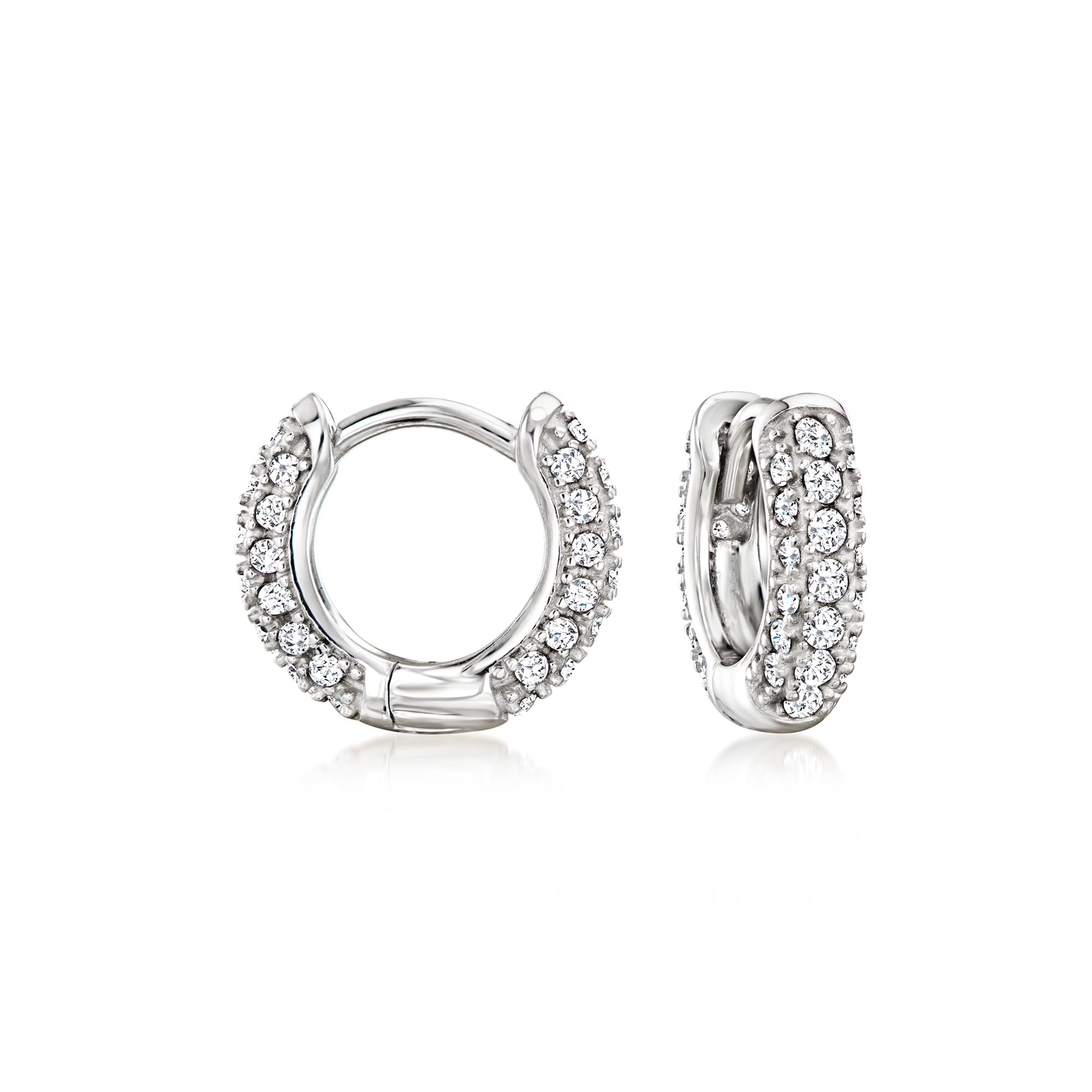 Ross-Simons 0.50 ct. t.w. CZ Huggie Hoop Earrings in Sterling Silver