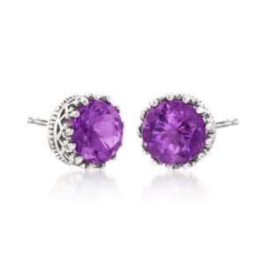 Ross-Simons 3.60 ct. t.w. Amethyst Crown-Style Stud Earrings in Sterling Silver