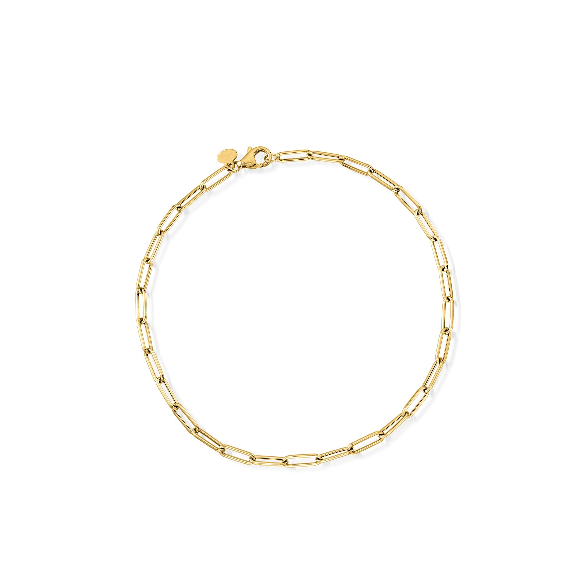 RS Pure by Ross-Simons Italian 14kt Yellow Gold Paper Clip Link Anklet. 9 inches