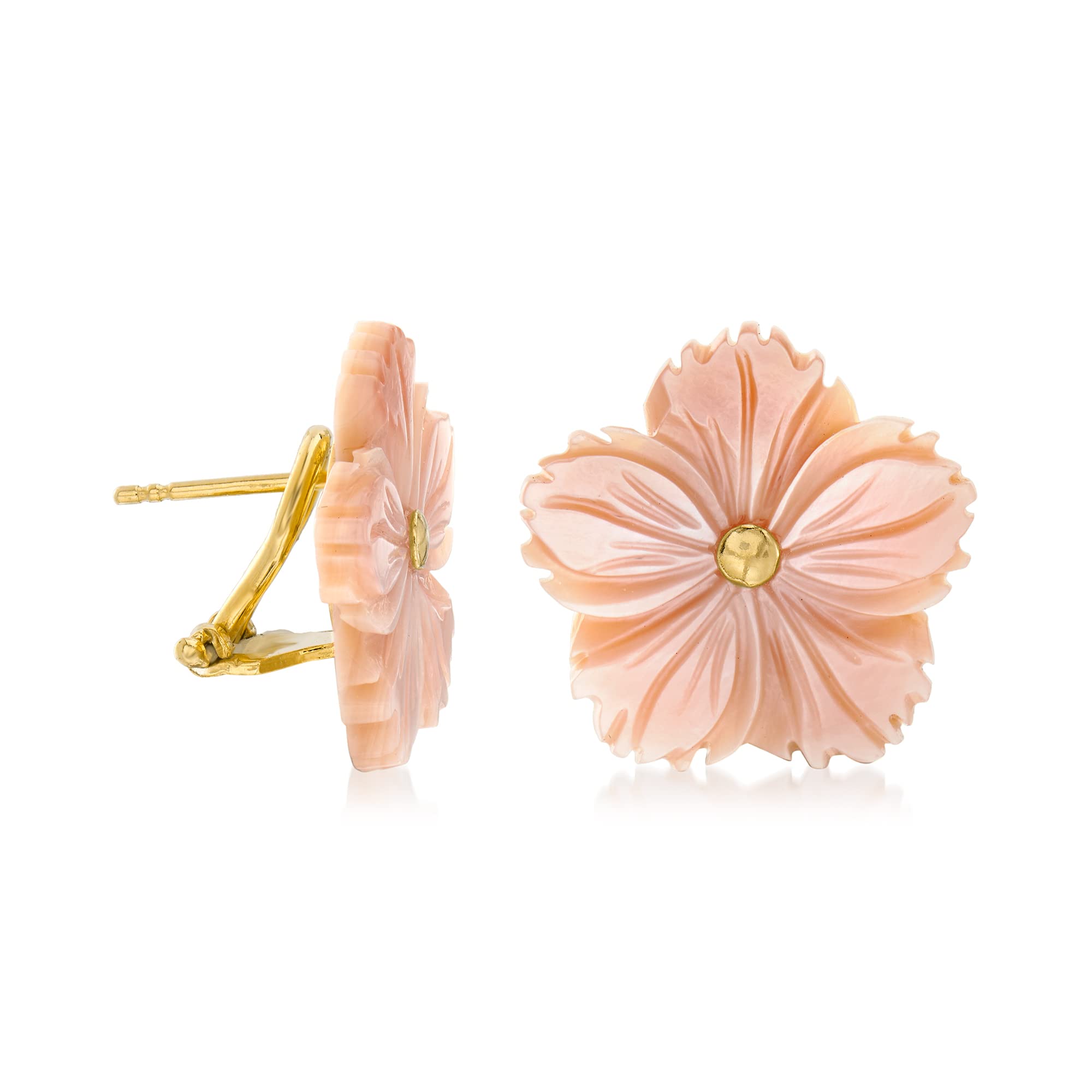 Ross-Simons Italian Pink Mother-Of-Pearl Flower Earrings