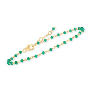 Ross-Simons Green Chalcedony Anklet in 18kt Gold Over Sterling. 9 inches