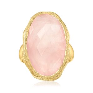 Ross-Simons 17.00 Carat Rose Quartz Ring in 18kt Gold Over Sterling. Size 8