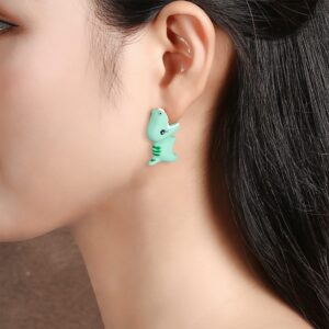 Pure Compression 3 Pair Cute Animal Bite Earrings - 3D Dinosaur Shark Biting Ear Studs - Simple Clay Ear Rings Decors for Girls (PX-ABE-3)