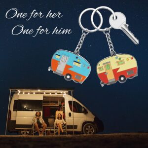 Camper Keychain Happy RV Keychain Set for Men Women Teenager Camper Lover Travel Trailers Vacation Couples Jewelry Gift Camping Accessories 2 Pack