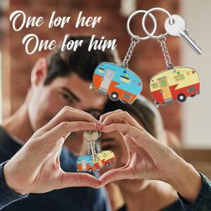 Camper Keychain Happy RV Keychain Set for Men Women Teenager Camper Lover Travel Trailers Vacation Couples Jewelry Gift Camping Accessories 2 Pack