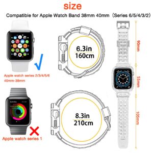 Compatible for Apple Watch Band 40mm 38mm with Protective Case, Men Women Crystal Clear Sporty Protective DropProof Shockproof Case with Premium Soft Fadeless TPU Adjustable Strap Bands for iWatch