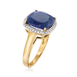 Ross-Simons 7.10 Carat Sapphire and .16 ct. t.w. Diamond Ring in 14kt Yellow Gold. Size 10