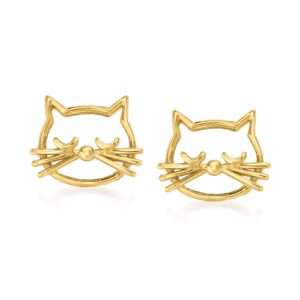 Ross-Simons 14kt Yellow Gold Cat Outline Earrings