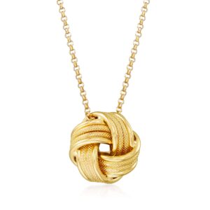 Ross-Simons Italian 18kt Gold Over Sterling Love Knot Pendant Necklace. 18 inches