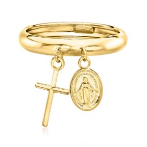 ross-simons italian 14kt yellow gold religious charm ring. size 6