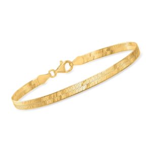 Ross-Simons Italian 4mm 18kt Gold Over Sterling Herringbone Bracelet. 7 inches