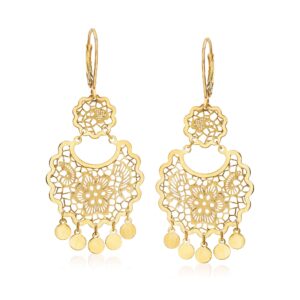 ross-simons italian 14kt yellow gold filigree drop earrings