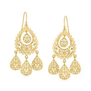 Ross-Simons 18kt Gold Over Sterling Filigree Chandelier Earrings