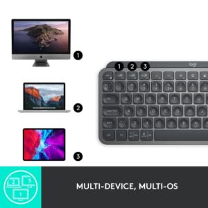 Logitech MX Keys Mini Minimalist Wireless Illuminated Keyboard, Compact, Bluetooth, USB-C, for Apple macOS, iOS, Windows, Linux, Android - Graphite - With Free Adobe Creative Cloud Subscription