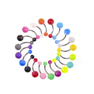 memsion 14g belly button ring surgical steel belly piercing jewelry 20 pieces belly button rings packs plastic barbell navel piercing jewelry belly rings for women